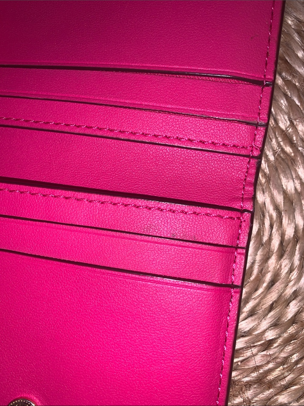 Coach Pink Pebbled Leather Bifold Card Case Keychain - Picture 4 of 5